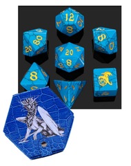 Hymgho Dice: 7 Set Polyhedral Dragon's Hoard Gemstone Blue Turquoise BRB018